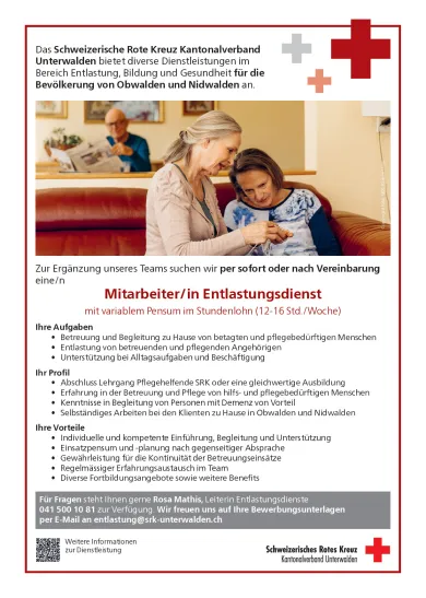 Stelleninserat Mitarbeiter/in Entlastungsdienst